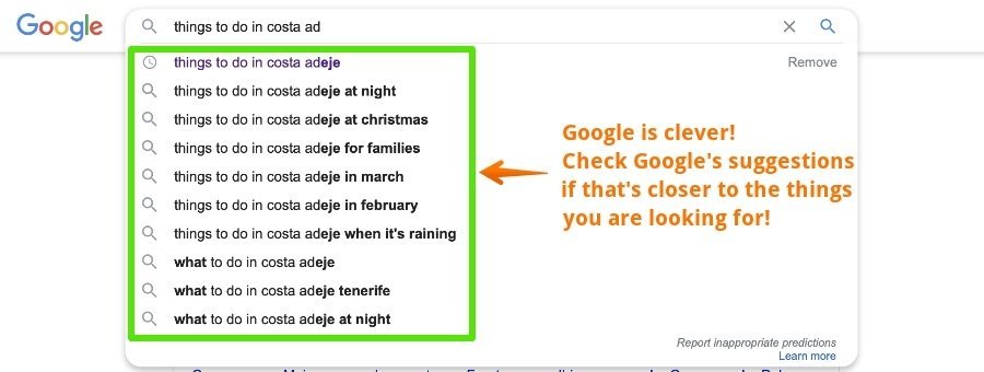Use Google suggestions searching for the things to!