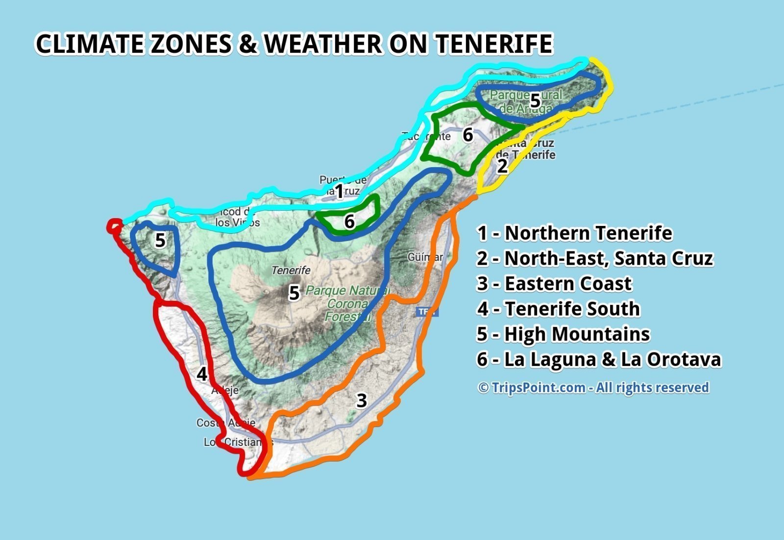 Climate zones on Tenerife.